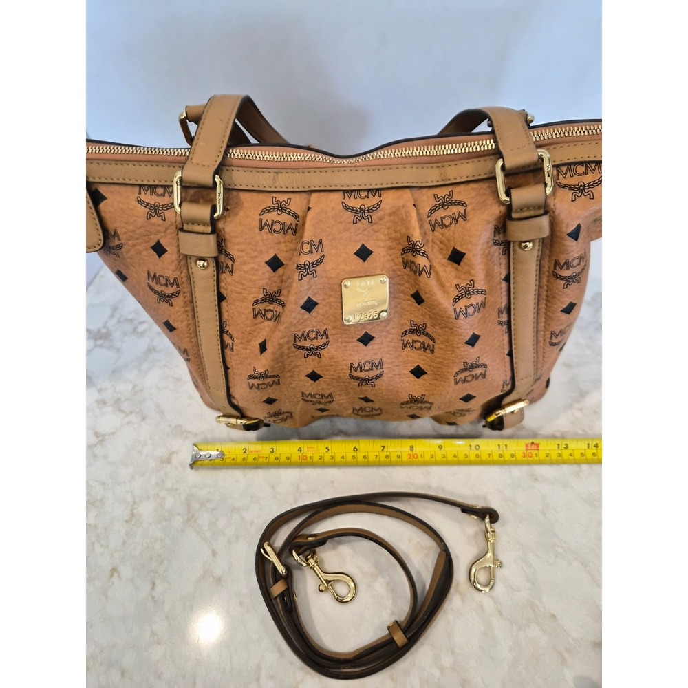 MCM Cognac Visetos Monogram Leather Satchel Crossbody Bag MWP0AVI18CO001 K7975
